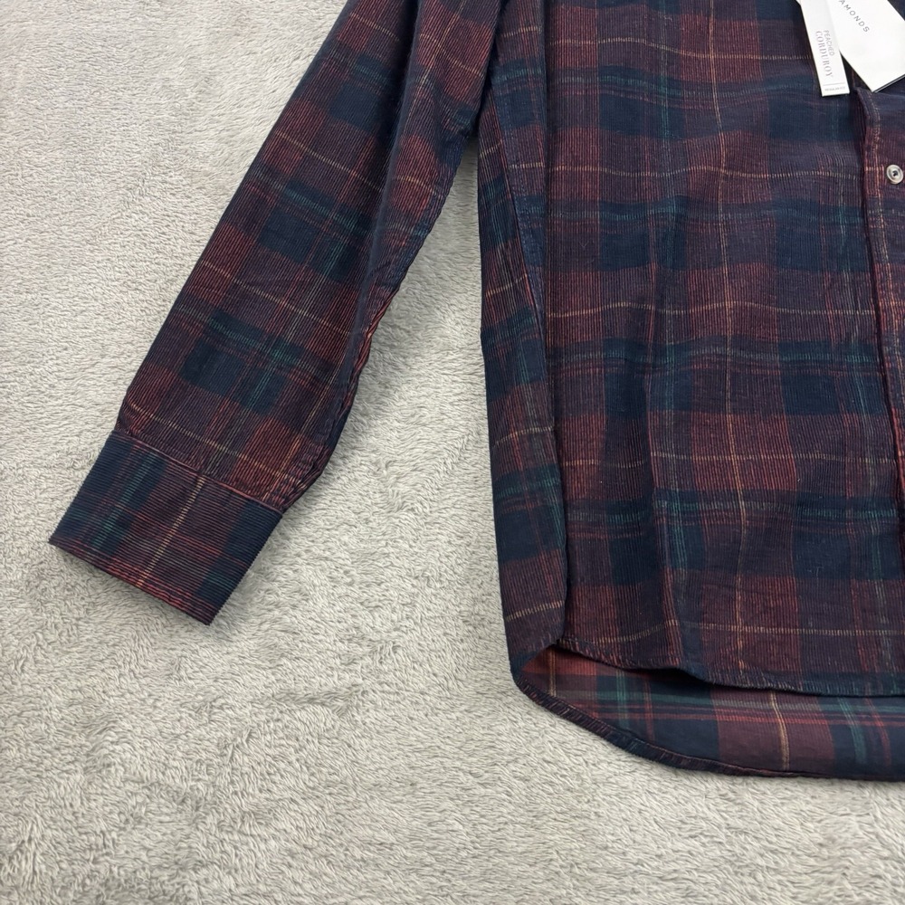 NWT 7Diamonds Peached Corduroy Button Up Shirt Mens‎ S Red Green Plaid Preppy - Picture 4 of 16